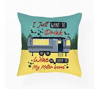 Getagift I just want to drink Wine and sleep in my Motorhome, Camp-Fire, Holiday, Campers, Friend, Family, Birthday Present, Home Décor Satin Throw Pillow/Cushion. (Satin Cushion Cover With Insert)