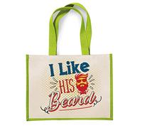 Getagift I Like his beard themed Funny Canvas Shopping Jute Bag, Wedding Anniversary, Valentines Day,(Apple Green)