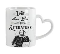 Getagift I Put The Lit in Literature, Book Lovers Gift, Teacher Gift, Heart Handle Coffee, Tea Mug. (White)