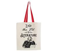 Getagift I Put The Lit in Literature, Book Lovers Gift, Teacher gift, Reusable Bag, Shopping Bag, Tote Bag. (Red Handle)