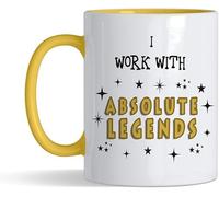 Getagift I Work with Absolute Legends Mug - 11 oz Funny Coffee Mug for Coworkers, Boss, Colleague - Office Gift for Work Friends, Retirement, Leaving Job, Appreciation or Farewell Gift (Yellow)
