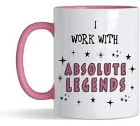 Getagift I Work with Absolute Legends Mug - 11 oz Funny Coffee Mug for Coworkers, Boss, Colleague - Office Gift for Work Friends, Retirement, Leaving Job, Appreciation or Farewell Gift (Pink)