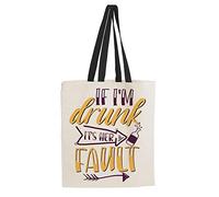 Getagift If I am drunk it's her fault friend Best friend Long distance friend Bestie Birthday/Christmas inspired Tote Bag-Cotton Shopping Bag. (Black Handle)