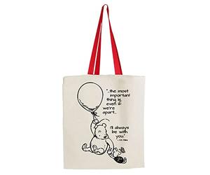 Getagift i'll always be with you The Pooh Quote Birthday Secret Santa Chritmas Reusable Bag, Shopping Bag, Tote Bag. (Red Handle)