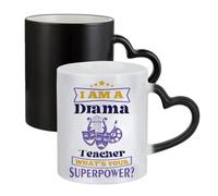 Getagift I'm a Drama Teacher what's your superpower?, Best Drama Teacher Gift, Ceramic Heart Handle Mug, Colour Changing, Magic Mug.