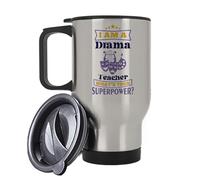Getagift I'm a Drama Teacher What's Your Superpower?, Best Drama Teacher Gift, Insulated 14oz Travel Mug, Tea, Coffee Mug. (Silver)