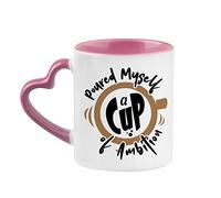 Getagift Inspirational Mug Gift Poured Myself a Cup of Ambition, Gift for Friend, Birthday, Christmas, Motivate Gift Tea Cocoa Soup Daily use Mug 11oz Ceramic Heart Handle Coffee Mug. (Pink)