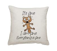 Getagift Its Fine I'm Fine Everything is fine cat Joke Home Décor, Linen Throw Pillow/Cushion. (Linen Cushion Cover)