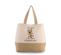 Getagift Its Fine I'm Fine Everything is fine cat Joke Shopping Bag, Canvas Jute Bag with Inner Mobile & Coin Pocket. (Natural)