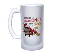Getagift Its The Most Wonderful Time for A Beer, Santa, Xmas Gift, 16oz Frosted, Tankard, Stein, Pint Beer Glass/Mug.