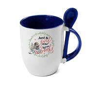 Getagift Just a Girl who Loves Books, Reading Lover, for Girls Coffee Tea Cocoa Soup Daily use Mug Birthday Party gage Keepsake Ceramic Inside Coloured with Spoon Coffee Mug. (Blue)