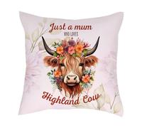Getagift Just A Mum Who Loves Highland Cow, for Mum, Sofa decor Home Décor, Satin Throw Pillow/Cushion. (Satin Cushion Cover)