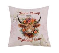 Getagift Just a Nanny Who Loves Highland Cows - The Perfect For Mother's Day, Home Décor, Linen Throw Pillow/Cushion. (Linen Cushion Cover With Insert)