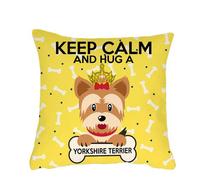 Getagift Keep Calm And Hug A Collie themed Funny Satin Throw Pillow - Cushion Cover - Gift For Christmas (Yorkshire Terrier)
