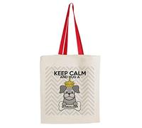 Getagift Keep Calm And Hug a Schnauzer Dog/Pet Themed Tote Bag-Cotton Shopping Bag. Gift For Christmas, Birthday Present, Gift Idea (Red Handle)