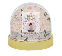 Getagift keep calm and meditate Yoga Inspirational Funny Joke Gag Sarcasm Humorous Gift for Men Women Kids Coworker themed Snow Globe Dome Glitter Shaker. (Gold)