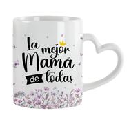 Getagift La Mejor mamá de todas, Mother's Day Gift, Best Mom Ever, Heart Handle Coffee, Tea Mug. (White)