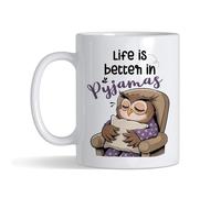 Getagift Life is Better in Pyjamas Owl, Cute Sleepy Owl Design, Coffee, Tea Mug.