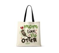Getagift Mother’s Day - A Mom Like No Otter - Cute & Adorable Gift, Reusable Bag, Shopping Bag, Tote Bag. (Black Handle)
