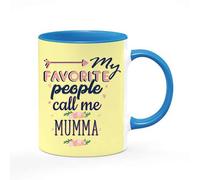 Getagift My Favorite People Call Me Mumma Themed Funny 11 Oz / 15 Oz Ceramic Mug,Funny Christmas,Friendship Mug, Birthday Gift Idea (Blue Inside Coloured & Blue Handle Mug)