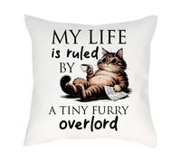 Getagift My Life Is Ruled by A Tiny Furry Overlord | Kitten Lover Humour Gift for Cat Mum or Dad, Pet Parent, Animal Lover, Satin Throw Pillow/Cushion. (Satin Cushion Cover)