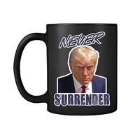 Getagift Never Surrender - Trump Mug Shot Black Satin Cup/Mug.