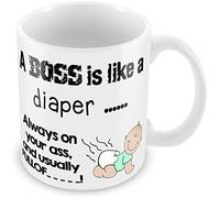 Getagift Office Mug 'A BOSS is Like A Diaper Always on Your Ass' Funny Quote Mug Unique Novelty Office Cup