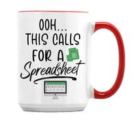 Getagift OOH... This Calls for A Spreadsheet, Accountant Gift, 15oz Coffee Mug. (Red Inside)