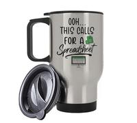 Getagift OOH... This Calls for A Spreadsheet, Accountant Gift, Insulated 14oz Travel Mug, Tea, Coffee Mug. (Silver)