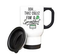 Getagift OOH... This Calls for A Spreadsheet, Accountant Gift, Insulated 14oz Travel Mug, Tea, Coffee Mug. (White)