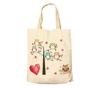 Getagift Owl Hearts Teachers Day Themed Funny Tote Bag-Cotton Shopping Bag. (Natural)