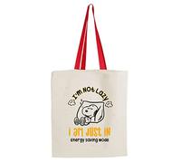 Getagift Peanut I'm not Lazy I'm just in Energy Saving Mode Women, Girl, woman Tote bag, Reusable Shopping Bag, Book Bag (Red Handle)