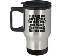 Getagift Personal Trainer If at First You Dont Succeed Silver Insulated Travel Tea/Coffee Mug.