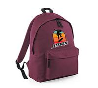Getagift Personalised ANY NAME Skateboarding, Silhouette Skater, Skateboarder Gift for Unisex Kids Boys/Girls/Toddler/Children, Fashion Backpack for Nursery, Rucksack Shoulder Bag. (Burgundy)