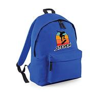 Getagift Personalised ANY NAME Skateboarding, Silhouette Skater, Skateboarder Gift for Unisex Kids Boys/Girls/Toddler/Children, Fashion Backpack for Nursery, Rucksack Shoulder Bag. (Bright Royal)