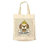 Getagift Personalised Any Name/Text Shihtzu Dog/Pet Themed Tote Bag-Cotton Shopping Bag. Gift For Christmas, Birthday Present, Gift Idea (Natural)