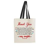 Getagift Personalised ANY NAME Thank You for Being There for Me, Gifts for Teachers Day, Teacher Appreciation, End of Term, Teachers Reusable Bag, Shopping Bag, Teachers Tote Bag. (Black Handle)
