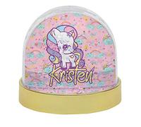 Getagift Personalised Baby Unicorn Rainbow Cloud pattern ANY NAME Birthday Kid/Girl/Boy Gift Present idea Snow Globe Dome Glitter Shaker. (Gold)