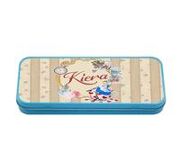 Getagift Personalised Back to School in Wonderland, Enchanting Gifts for Girls, Metal Pencil Case Tin. (Blue)
