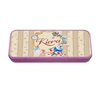 Getagift Personalised Back to School in Wonderland, Enchanting Gifts for Girls, Metal Pencil Case Tin. (Pink)