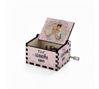 Getagift Personalised “Best Grandma Ever” Wooden Hand Crank Box with Music | Custom Photo Gift for Grandma | Perfect For Mother’s Day. (GRANDMA)