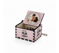 Getagift Personalised “Best Mum Ever” Wooden Hand Crank Box with Music | Custom Photo Gift for Mum | Perfect For Mother’s Day. (MUM)
