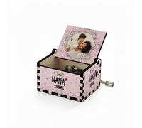Getagift Personalised “Best Nana Ever” Wooden Hand Crank Box with Music | Custom Photo Gift for Nana | Perfect For Mother’s Day. (NANA)