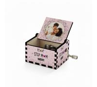 Getagift Personalised “Best Step Mom Ever” Wooden Hand Crank Box with Music | Custom Photo Gift for Step Mom | Perfect For Mother’s Day. (STEP MOM)
