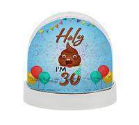Getagift Personalised Birthday themed Holy Sh*t I'm 30 Customise with any year Christmas/Mothers Day/Fathers Day inspired Photo Snow Globe Dome Glitter Shaker. (Silver)