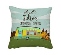 Getagift Personalised Campervan Cushion Home Décor, Linen Throw Pillow/Cushion Happy Campers, Friend, Family, Birthday, Vacation, Holiday. (Linen Cushion Cover With Insert)