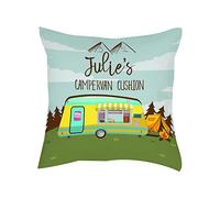 Getagift Personalised Campervan Cushion Themed Throw Pillow - Satin Cushion Cover Happy Campers, Friend, Family, Birthday, Vacation, Holiday. (Satin Cushion Cover)