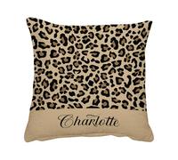 Getagift Personalised Cheetah print Cushion Custom Name, Leopard Print, Animal Print, Home Décor, Linen Throw Pillow/Cushion. (Linen Cushion Cover)