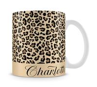 Getagift Personalised Cheetah Print Mug Custom Name, Leopard Print, Animal Print Coffee Mug.