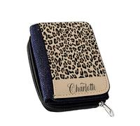 Getagift Personalised Cheetah Print Wallet Custom Name, Leopard Print, Animal Print, Women’s Denim Coin Wallet.